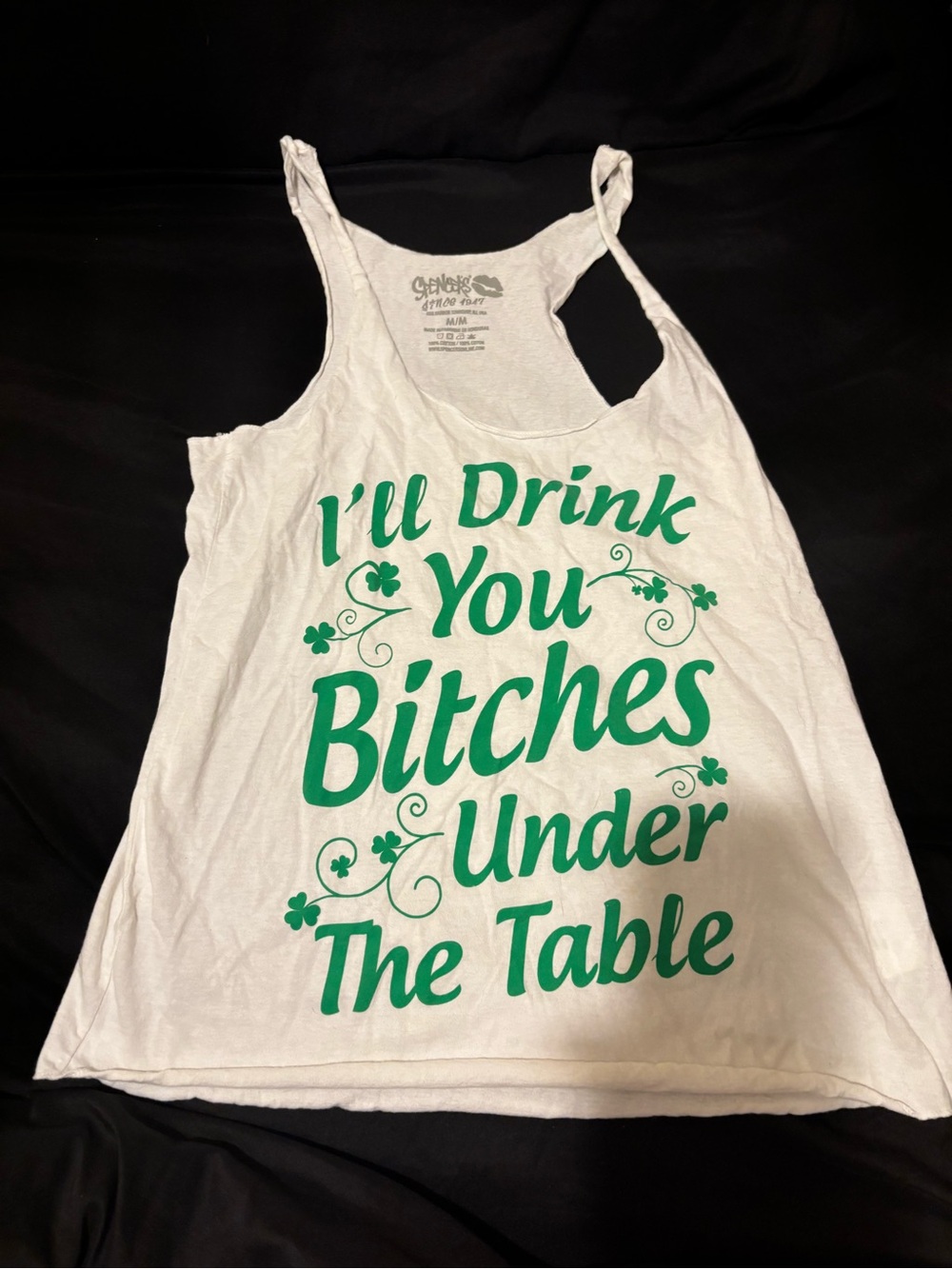 Spencer's White Racerback Tank Top with Gray Logo Print